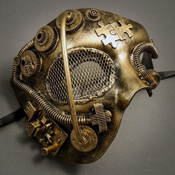 Phantom Opera Steampunk Masquerade Half Face Mask - Picture 2 of 4